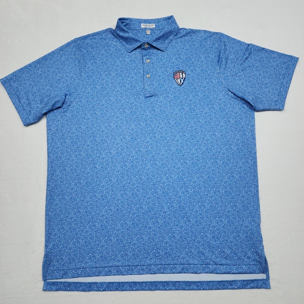 Peter Millar Polo Shirt Mens XXL Blue Dalhousie Golf Club Summer Comfort Stretch